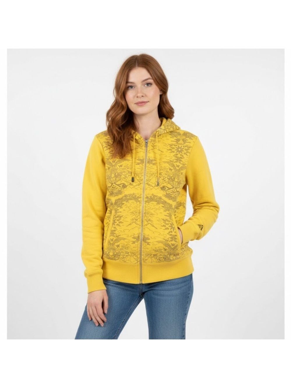 Nike ACG Yellow Zip Full Printed Hoodie - Size Small